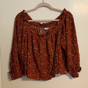 AE Off the shoulder floral crop top rust